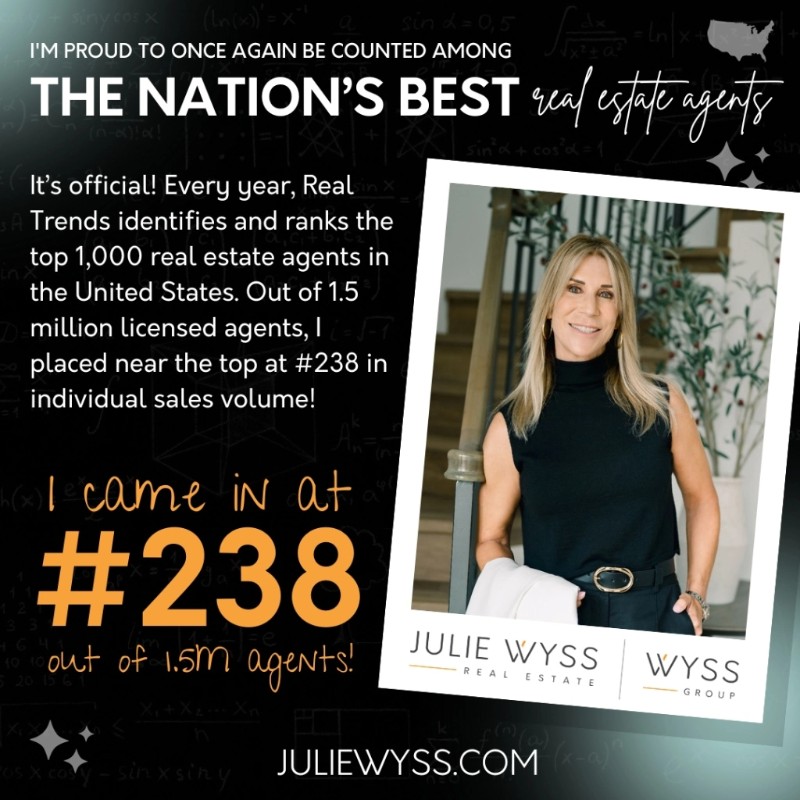 Julie Wyss Ranked #238 Top Real Estate Agent in the Nation